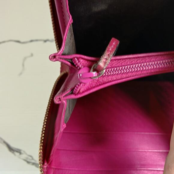 Gucci Shima GG Belted Zip Around Pink Enamel Leather Micro Long Wallet - Picture 13 of 16